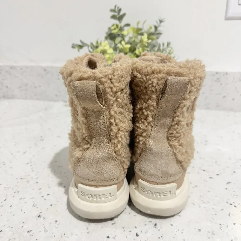 SOREL YOUTH GRADE SCHOOL EXPLORER COZY BOOTS SIZE 1 Cream